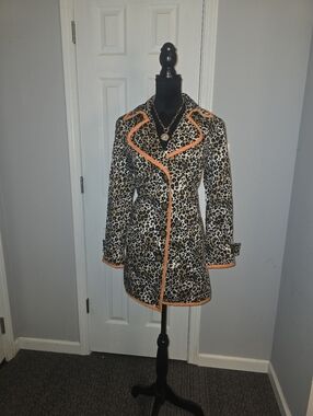 Peck & Peck Leopard Print Jacket with Orange Trim
